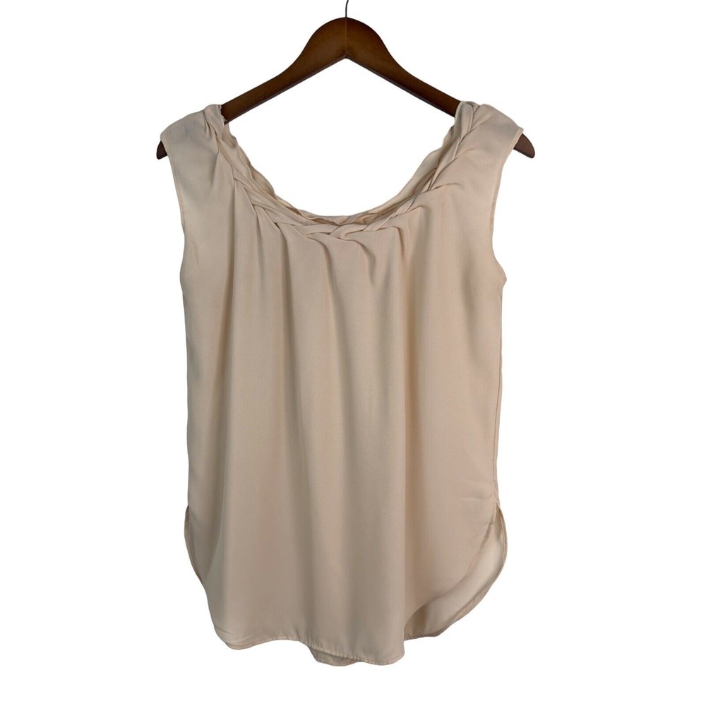 Catherine Malandrino Sleeveless Drape Neck Top Ivory XS Polyester